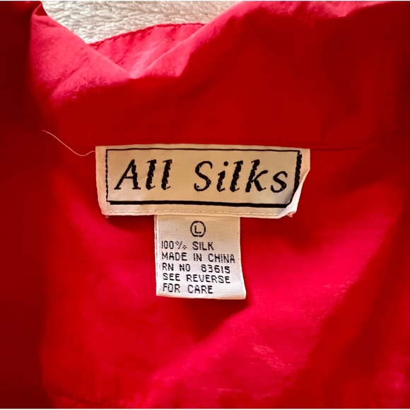 All Silks red button down shirt. Size large - Picture 2 of 3